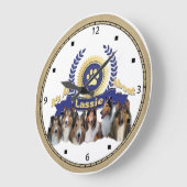 ラッシー式犬のコリー時計 ラージ壁時計 (傾斜)