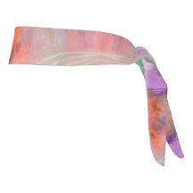 ラッシー抽象芸術ミントグリーン&オレンジタイヘッドバンド