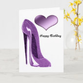 ラッシー薄紫スティレットハイヒール靴とハート カード (黄色い花)