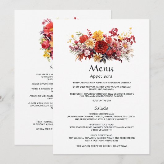 ラッシー・レッド・フローラ結婚ズ メニュー (正面/裏面)