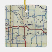 ラッセルカンザスのヴィンテージの地図 セラミックオーナメント (正面)