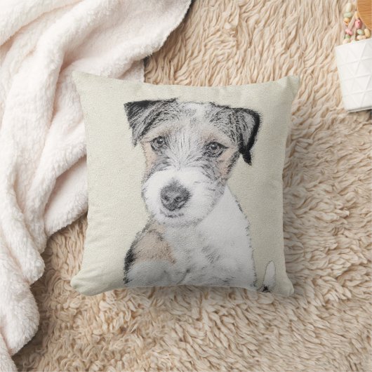 ラッセルテリアの荒い絵画-元の犬の芸術 クッション (ブランケット)