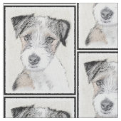ラッセルテリアの荒い絵画-元の犬の芸術 ファブリック (クローズアップ)