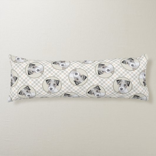 ラッセルテリア絵を描ーのラフオリジナルドッグアート ボディピロー (正面)