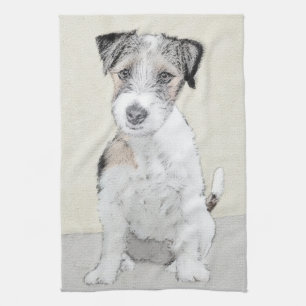 ラッセルテリア絵画ラフのオリジナル- Dog Art キッチンタオル
