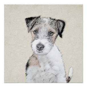 ラッセルテリア絵画ラフのオリジナル- Dog Art ポスター