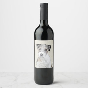 ラッセルテリア絵画ラフのオリジナル- Dog Art ワインラベル