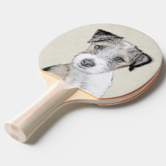 ラッセルテリア絵画ラフのオリジナル- Dog Art 卓球ラケット (正面アングル)
