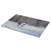 ラッセル・テリアが雪のクリスマスを過ごした カッティングボード (角)