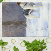 ラッセル・テリアが雪のクリスマスを過ごした キッチンタオル (折り畳み)