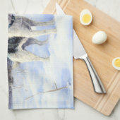 ラッセル・テリアが雪のクリスマスを過ごした キッチンタオル (四つ折り)