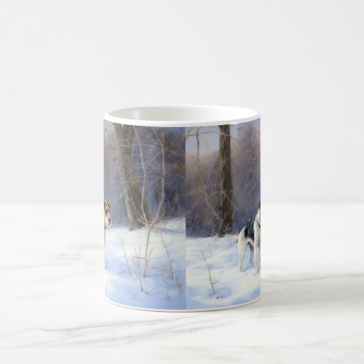 ラッセル・テリアが雪のクリスマスを過ごした コーヒーマグカップ (中央)