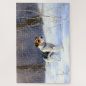 ラッセル・テリアが雪のクリスマスを過ごした ジグソーパズル (縦)