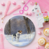 ラッセル・テリアが雪のクリスマスを過ごした ペーパープレート (パーティー)