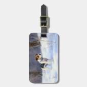 ラッセル・テリアが雪のクリスマスを過ごした ラゲッジタグ (正面縦)