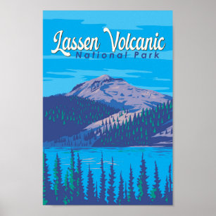 ラッセン火山国立公園イラストレーション旅行 ポスター