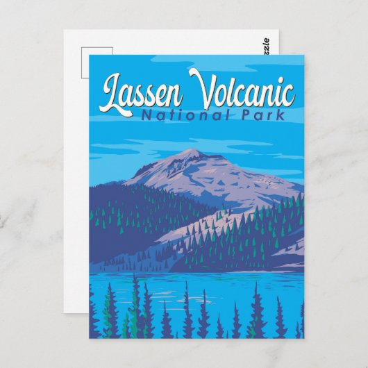 ラッセン火山国立公園イラストレーション旅行 ポストカード (正面/裏面)