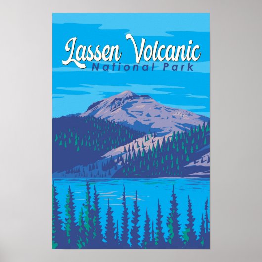 ラッセン火山国立公園イラスト 旅行 ポスター (正面)