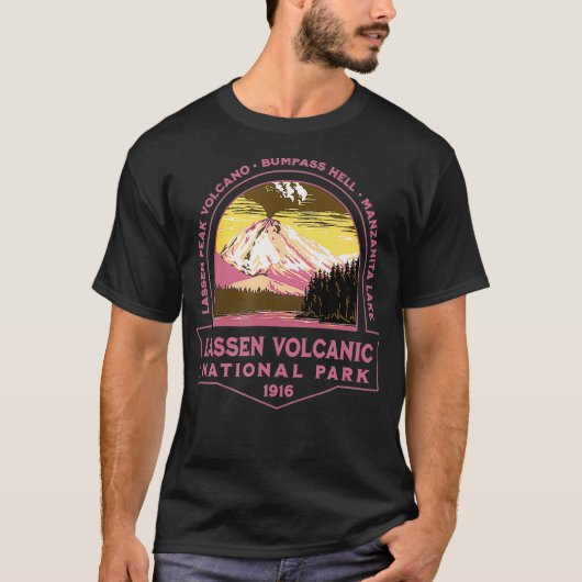ラッセン火山国立公園カリフォルニアレトロハイク Tシャツ (正面)