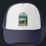 ラッセン火山国立公園カリフォルニアヴィンテージ キャップ<br><div class="desc">ラッセン火山ベクトルアートワークのウィンドウスタイルデザイン。この公園はBumpass Hellのような熱水場に富み、泡立つ泥のポットのエーカーを持っている。</div>