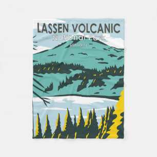 ラッセン火山国立公園カリフォルニアヴィンテージ フリースブランケット