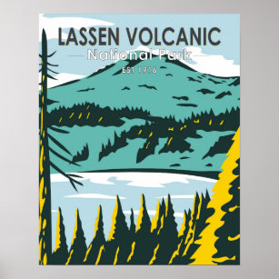 ラッセン火山国立公園カリフォルニアヴィンテージ ポスター