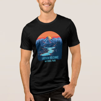 ラッセン火山国立公園レトロサンセットデザイン トライブレンドTシャツ