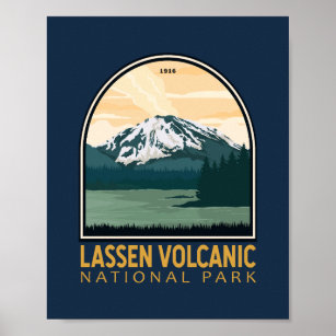 ラッセン火山国立公園ヴィンテージの紋章 ポスター