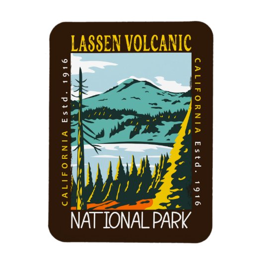 ラッセン火山国立公園動揺してヴィンテージ マグネット (縦)