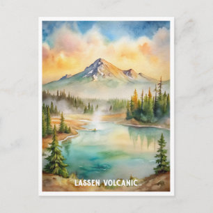 ラッセン火山国立公園水絵画色の ポストカード
