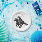 ラッソで馬のランニングを跳ねるカウボーイ ペーパープレート (パーティー)