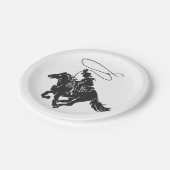 ラッソで馬のランニングを跳ねるカウボーイ ペーパープレート (アングル)