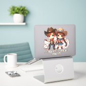 ラッソの愛にからまるカウボーイとカウガール シール (デスク上のノートパソコン)