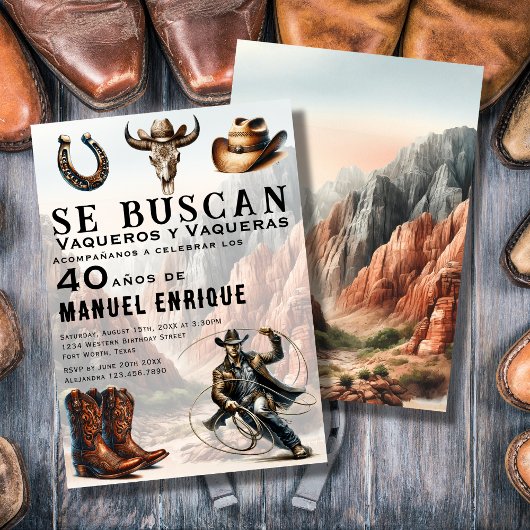 ラッソスペインのバケロ西カウボーイ40歳の誕生日 招待状
