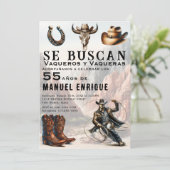 ラッソバケロスペインのウェスタンカウボーイ55誕生日 招待状 (スタンド正面)