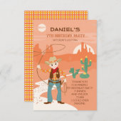 ラッソーとサボテンのあるカウボーイの子供の誕生日パーティー サンキューカード (正面/裏面)