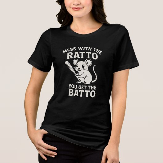 ラットにちょっかい出すとバッとされるぞ Tシャツ (正面)