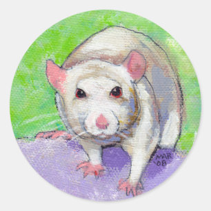 ラットのかわいく多彩なアクリルの絵画の白のラットをかわいがって下さ ラウンドシール