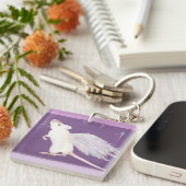 ラットの天使のキーホルダー! 紫色 キーホルダー (正面右)