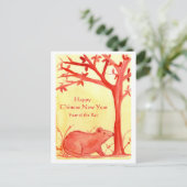 ラットの水彩画の幸せな旧正月 シーズンポストカード (スタンド正面)