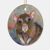 ラットの絵画私は問題のおもしろい敏感なペット芸術を有します セラミックオーナメント (左)