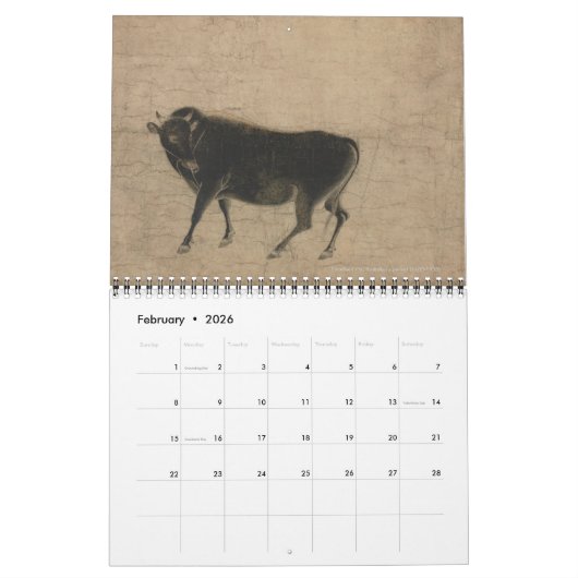 ラットイヤー中国のアジア美術〔占星術の〕十二宮図のカレンダーカスタム カレンダー (2月 2026)