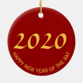 ラットイヤー中国の金ゴールド表意図〔占星術の〕十二宮図誕生日RCO セラミックオーナメント (裏面)