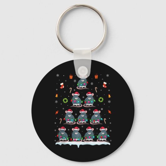 ラットクリスマスツリー男性へライトウィメンズラットクリスマス キーホルダー (正面)