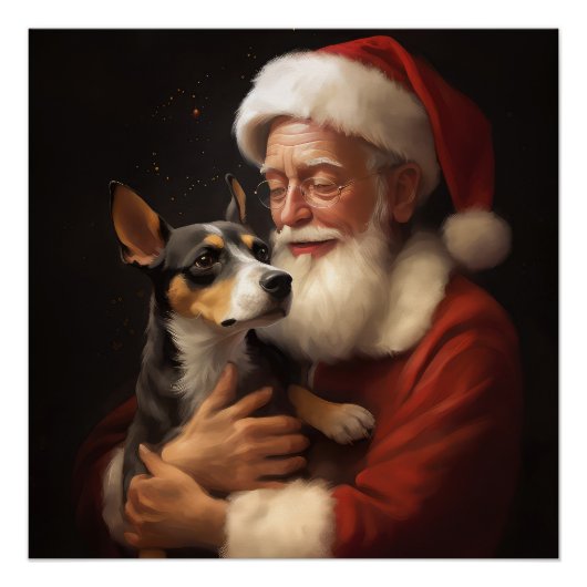 ラットテリアとサンタクロースのクリスマスデザイン ポスター (正面)