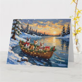 ラットテリアのクリスマスボートホリデー カード (黄色い花)