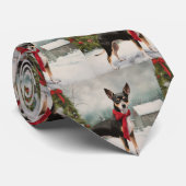 ラットテリアの犬と雪のクリスマス ネクタイ (ロール)