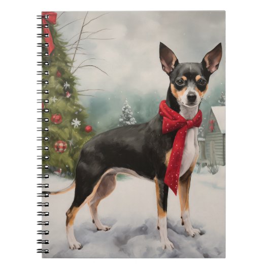 ラットテリアの犬 雪のクリスマス ノートブック (正面)