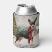 ラットテリアの犬 雪のクリスマス 缶クーラー (缶正面)