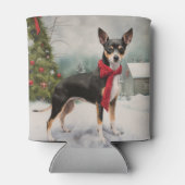 ラットテリアの犬 雪のクリスマス 缶クーラー (裏面)